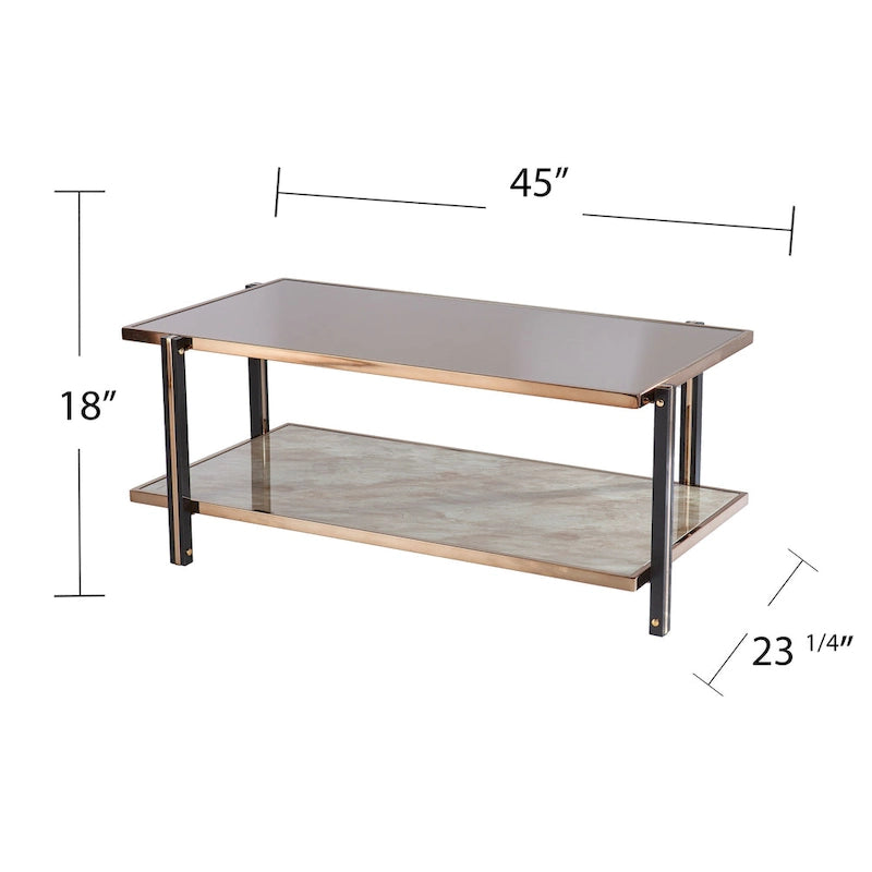 Furniture Champagne Metal with Smoked Mirror Coffee Table