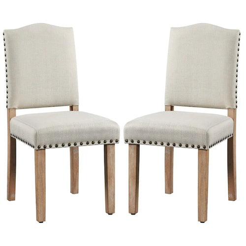 Yaheetech 2PCS Dining Chairs Upholstered Kitchen Chairs with Nailhead Trim - 18 L  22.5 W  36.5 H
