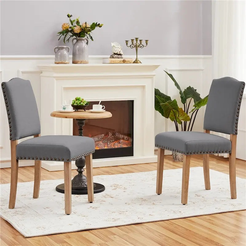 2PCS Dining Chairs Upholstered Kitchen Chairs with Nailhead Trim - 18 L 22.5 W 36.5 H