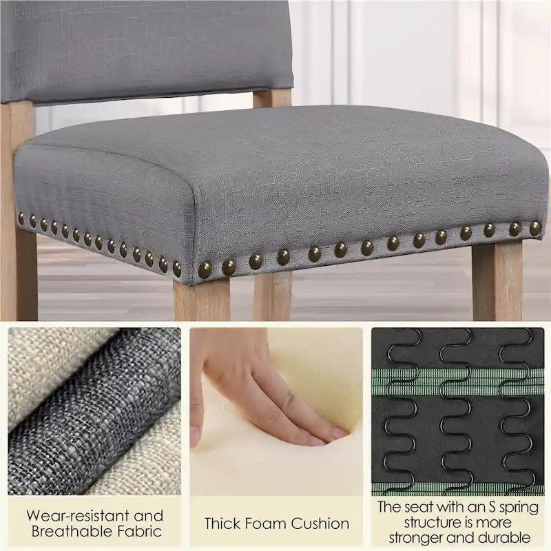 2PCS Dining Chairs Upholstered Kitchen Chairs with Nailhead Trim - 18 L 22.5 W 36.5 H