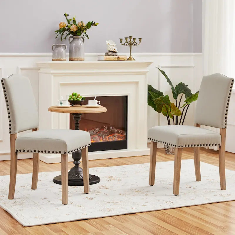 2PCS Dining Chairs Upholstered Kitchen Chairs with Nailhead Trim - 18 L 22.5 W 36.5 H