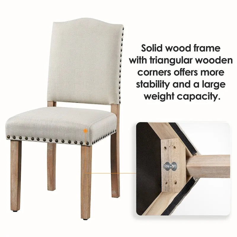 2PCS Dining Chairs Upholstered Kitchen Chairs with Nailhead Trim - 18 L 22.5 W 36.5 H