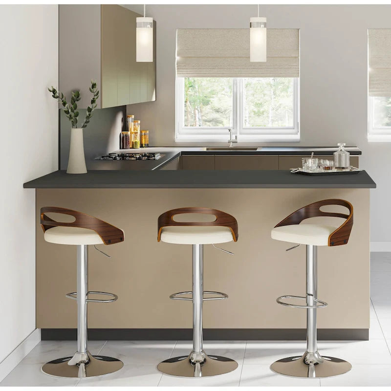 Adjustable Bar Stool with Oval Footrest (Set of 2)