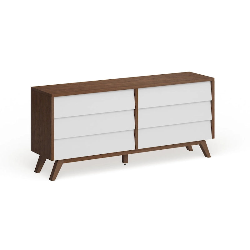 Mid-Century White and Brown Dresser by