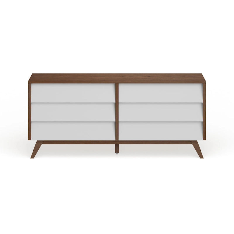 Mid-Century White and Brown Dresser by
