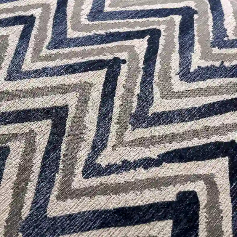 Transitional style navy blue microfiber cocktail footstool