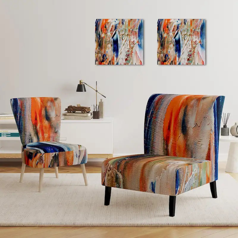 Colorful Abstract Painting Strokes II Upholstered ern Accent Chair and Arm Chair