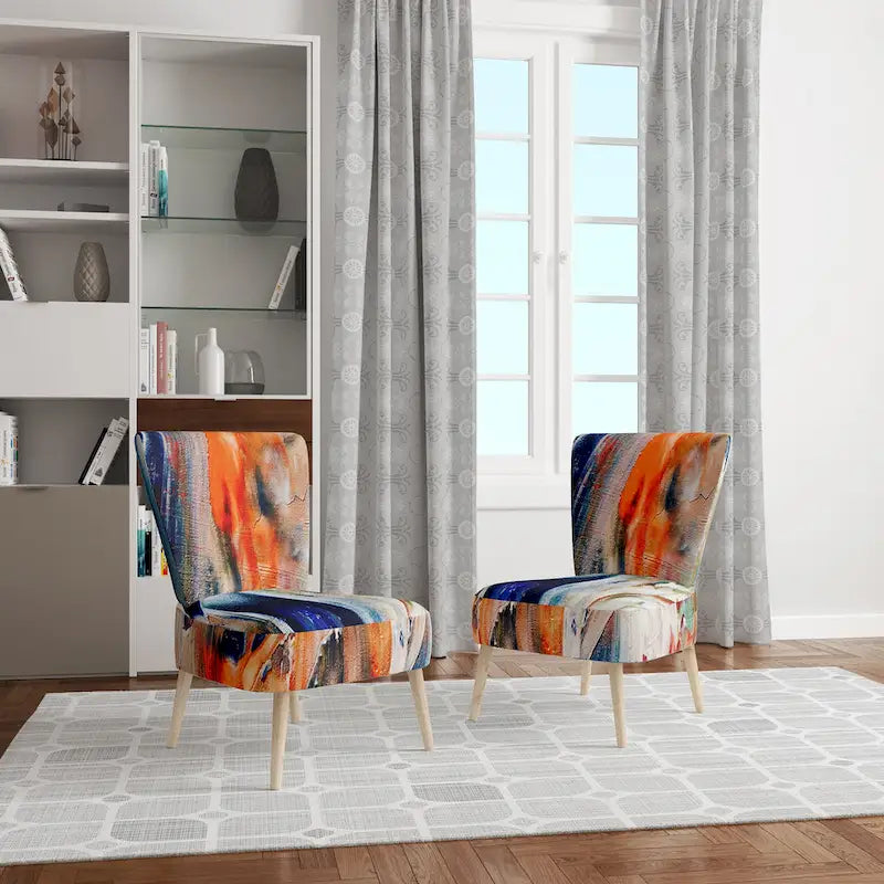 Colorful Abstract Painting Strokes II Upholstered ern Accent Chair and Arm Chair