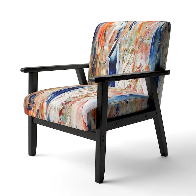 Colorful Abstract Painting Strokes II Upholstered ern Accent Chair and Arm Chair