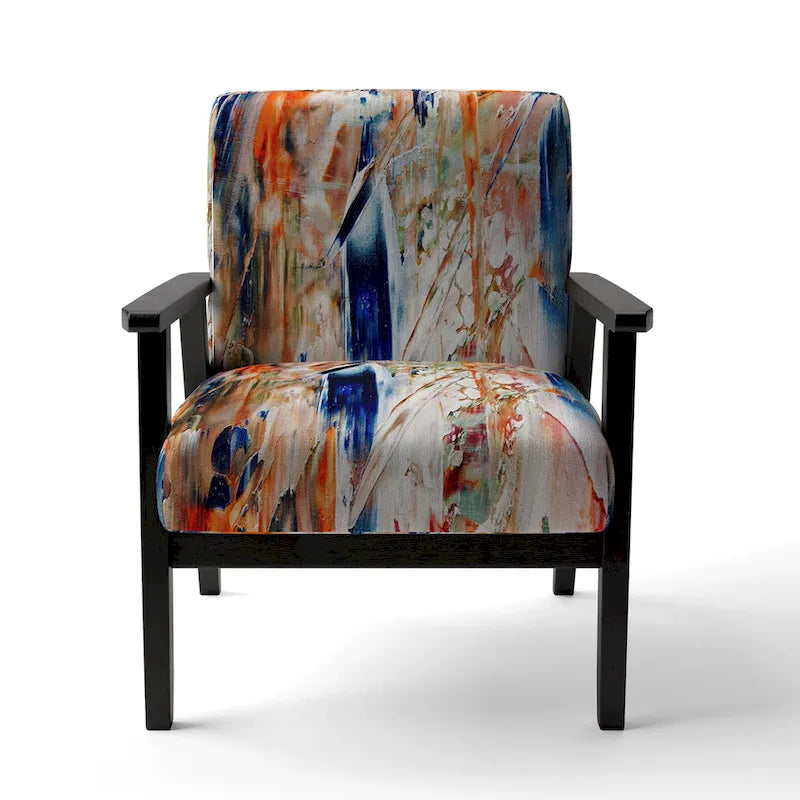 Colorful Abstract Painting Strokes II Upholstered ern Accent Chair and Arm Chair