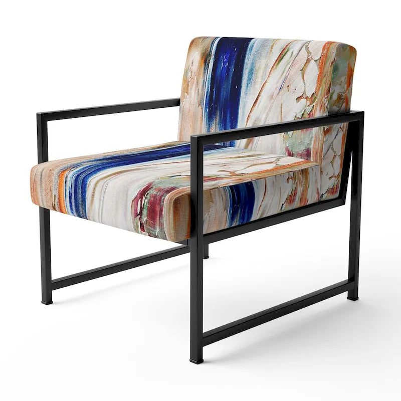 Colorful Abstract Painting Strokes II Upholstered ern Accent Chair and Arm Chair