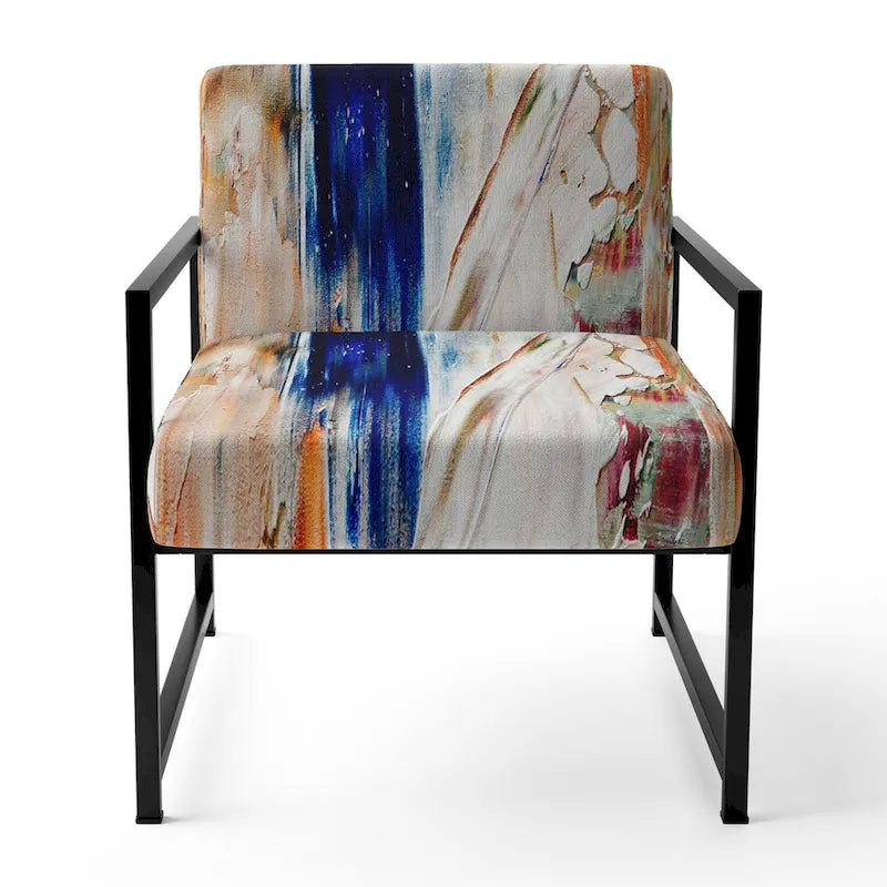 Colorful Abstract Painting Strokes II Upholstered ern Accent Chair and Arm Chair