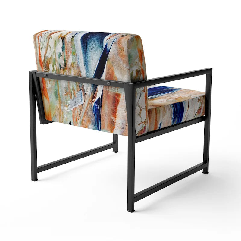 Colorful Abstract Painting Strokes II Upholstered ern Accent Chair and Arm Chair