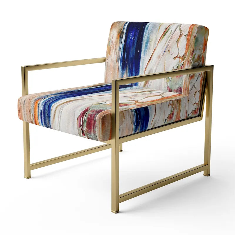 Colorful Abstract Painting Strokes II Upholstered ern Accent Chair and Arm Chair