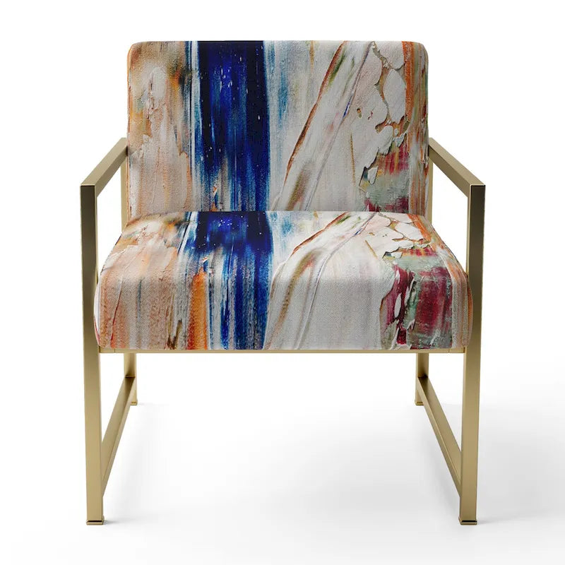 Colorful Abstract Painting Strokes II Upholstered ern Accent Chair and Arm Chair