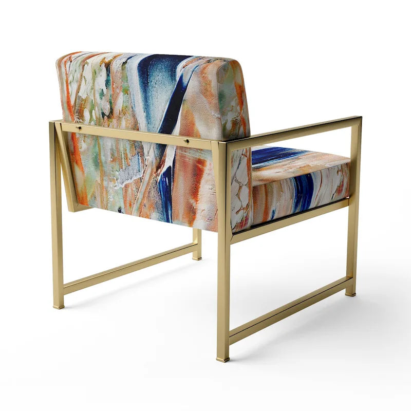 Colorful Abstract Painting Strokes II Upholstered ern Accent Chair and Arm Chair