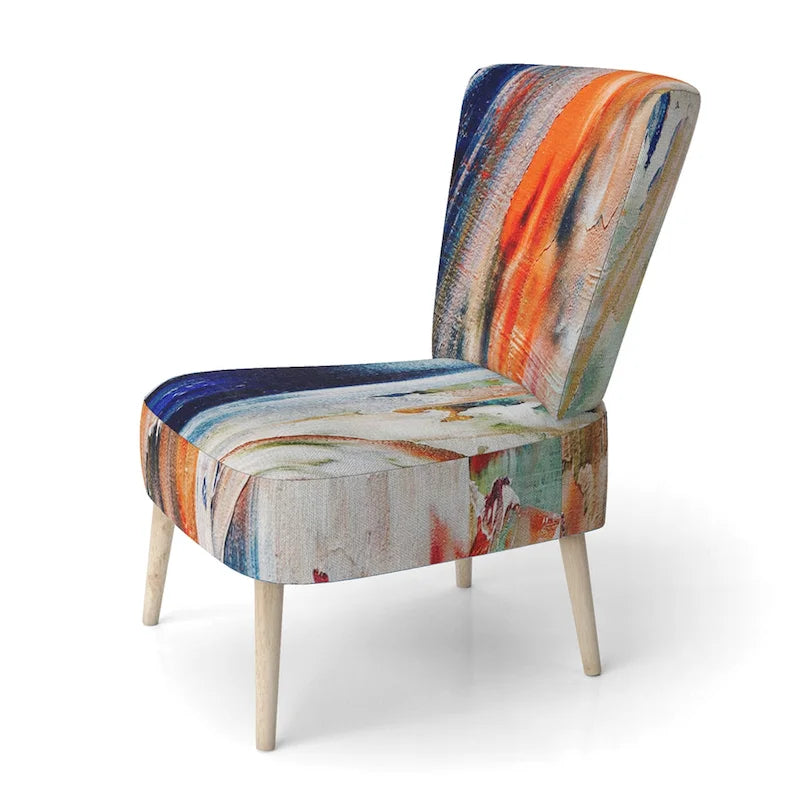 Colorful Abstract Painting Strokes II Upholstered ern Accent Chair and Arm Chair