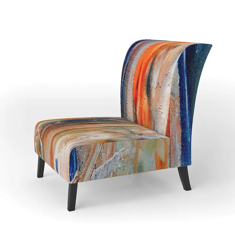 Colorful Abstract Painting Strokes II Upholstered ern Accent Chair and Arm Chair