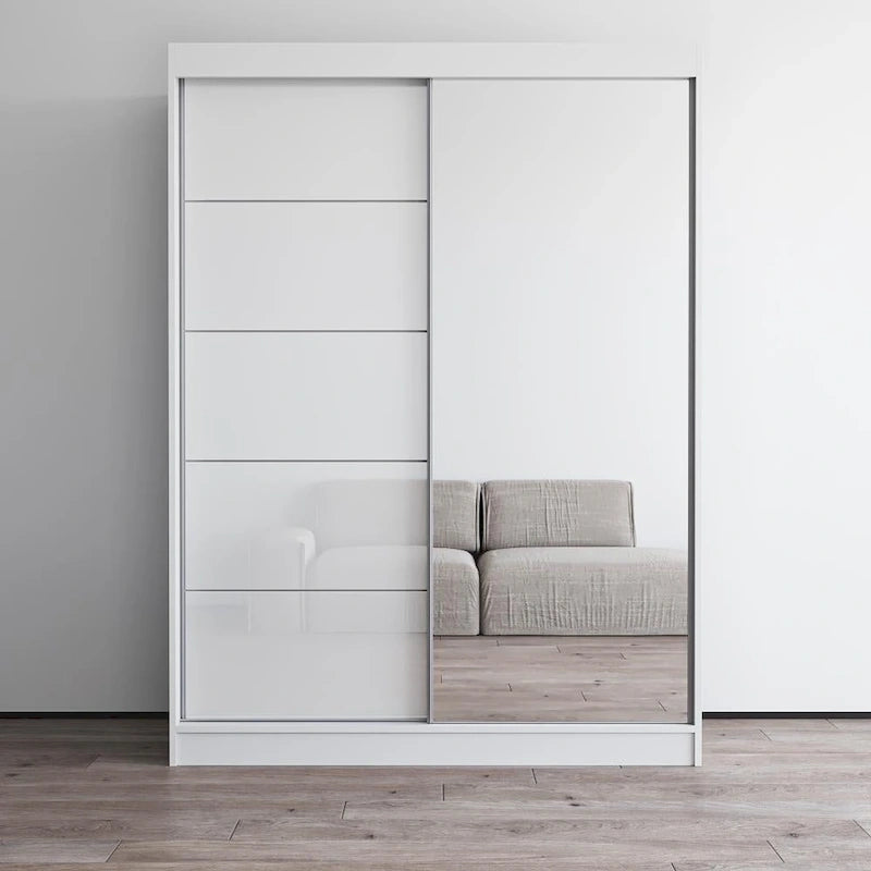 High Gloss 2-door ern Wardrobe with Mirror