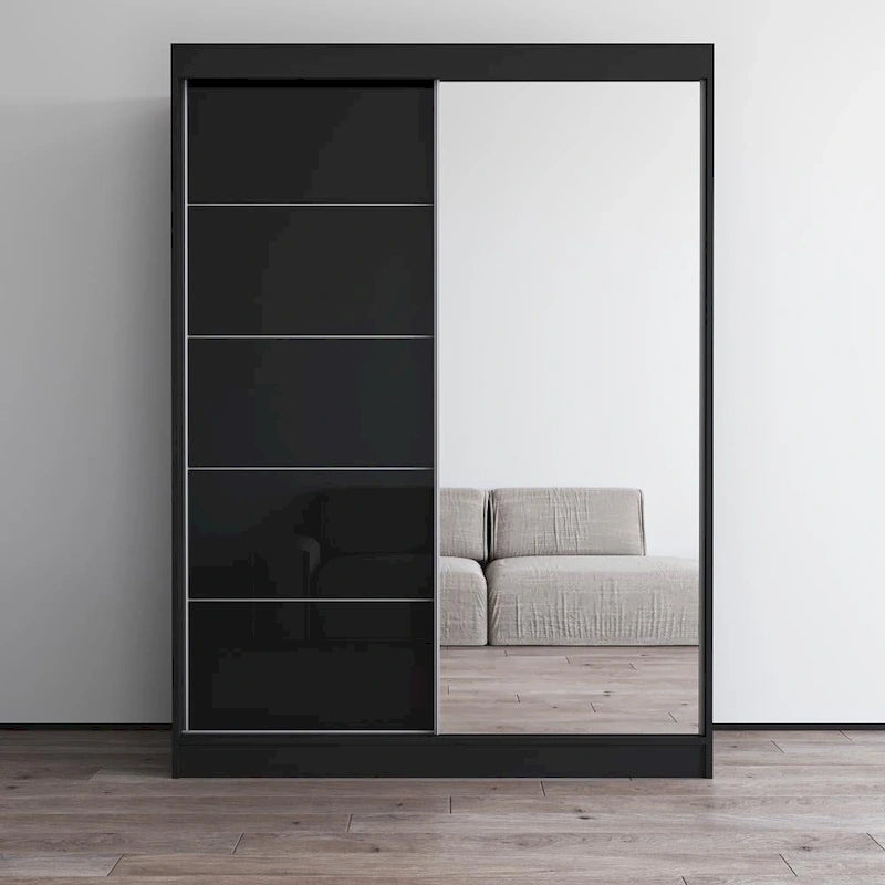 High Gloss 2-door ern Wardrobe with Mirror