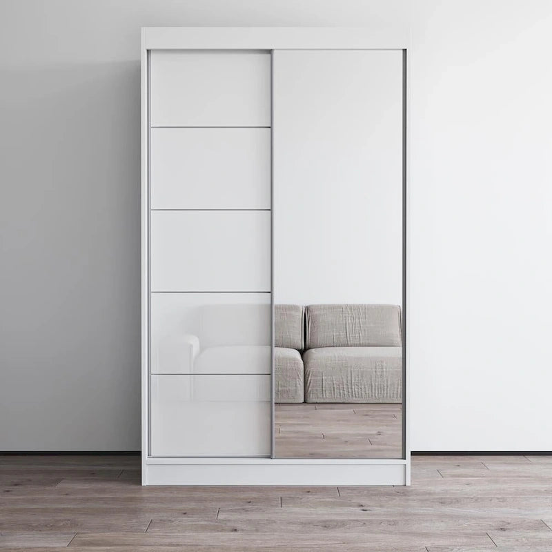 High Gloss 2-door ern Wardrobe with Mirror