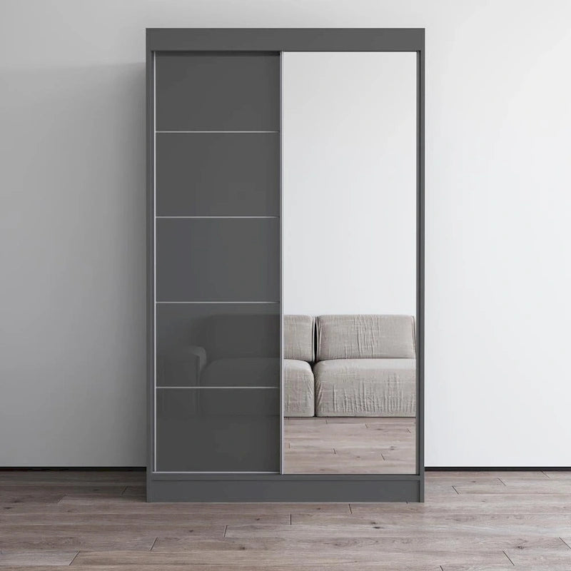 High Gloss 2-door ern Wardrobe with Mirror