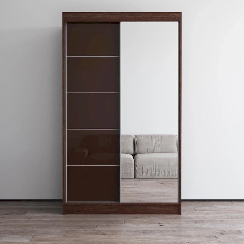 High Gloss 2-door ern Wardrobe with Mirror