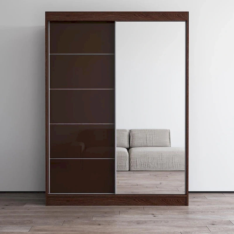 High Gloss 2-door ern Wardrobe with Mirror