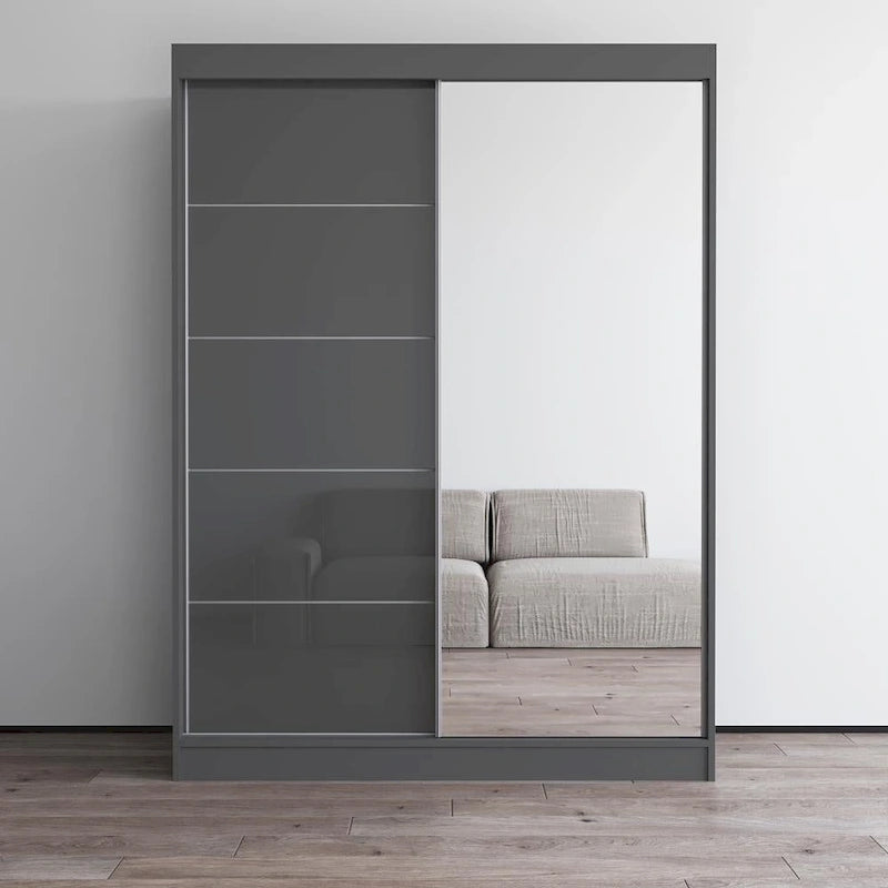 High Gloss 2-door ern Wardrobe with Mirror