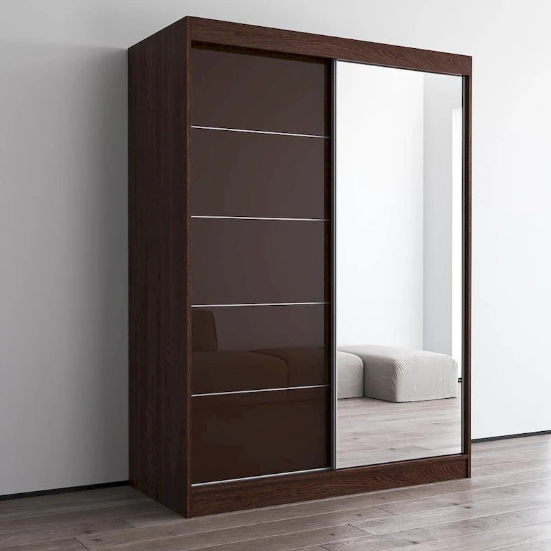 High Gloss 2-door ern Wardrobe with Mirror