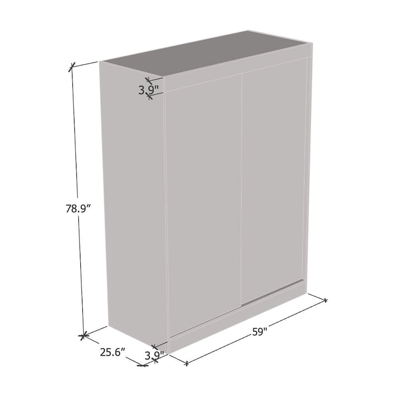 High Gloss 2-door ern Wardrobe with Mirror