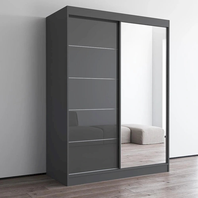 High Gloss 2-door ern Wardrobe with Mirror