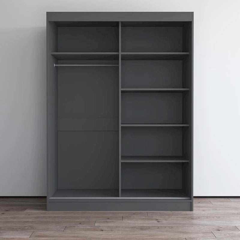 High Gloss 2-door ern Wardrobe with Mirror