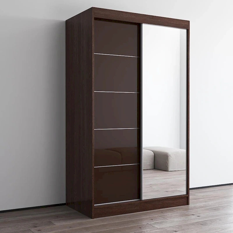 High Gloss 2-door ern Wardrobe with Mirror