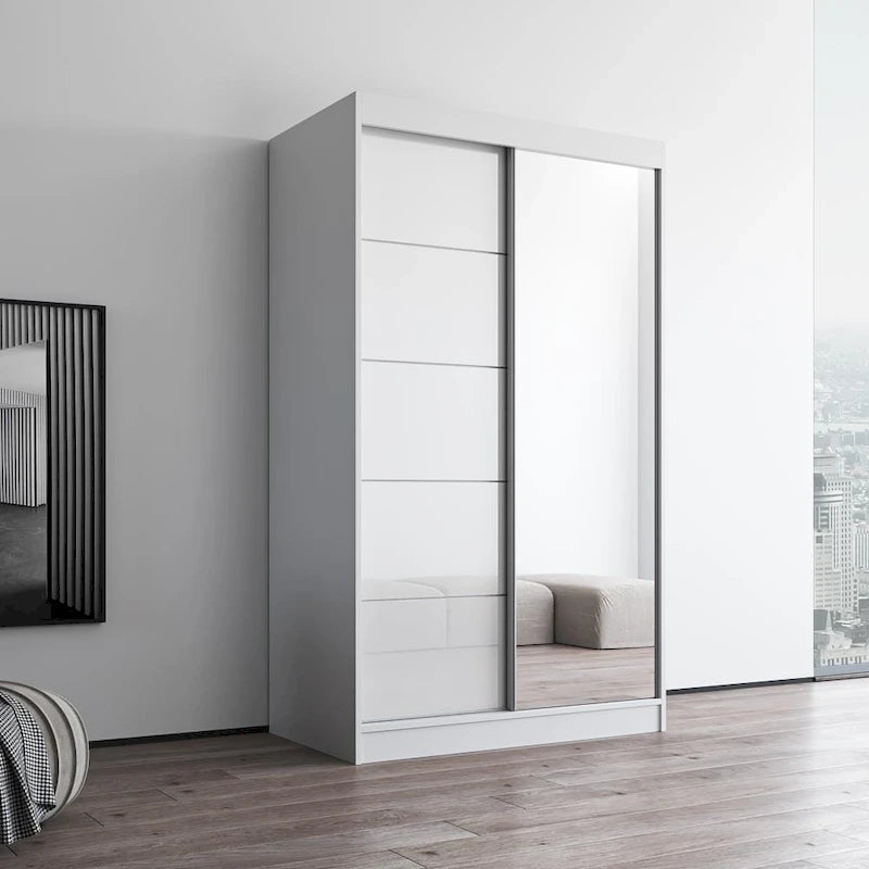 High Gloss 2-door ern Wardrobe with Mirror