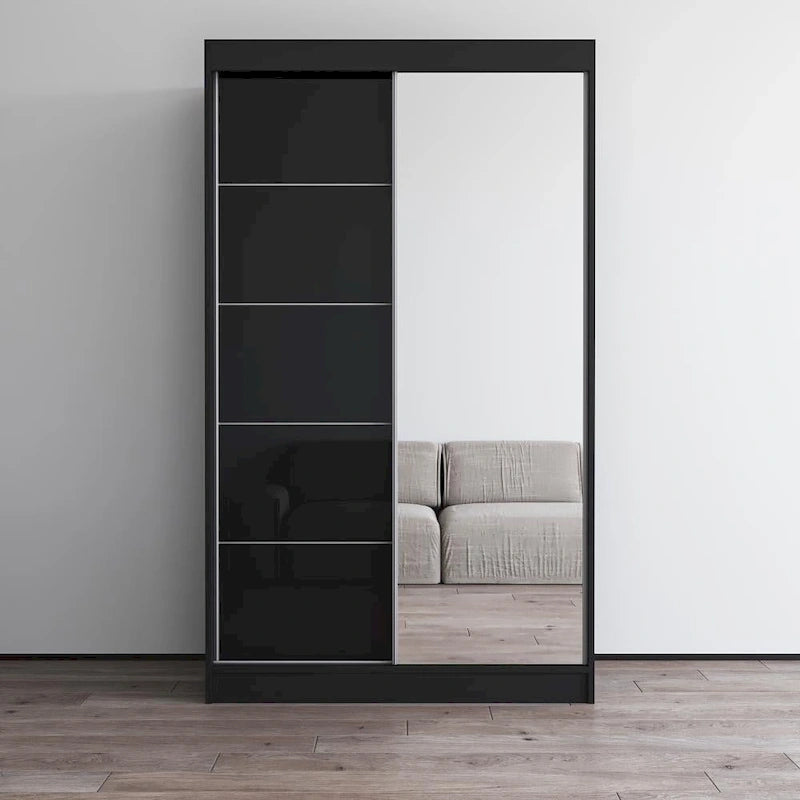 High Gloss 2-door ern Wardrobe with Mirror