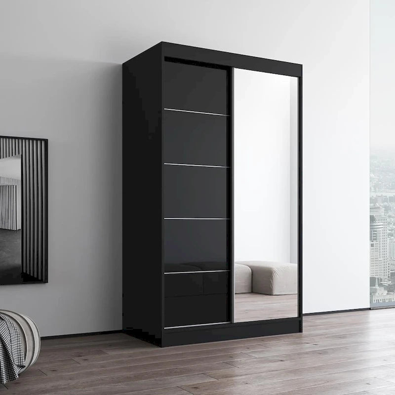 High Gloss 2-door ern Wardrobe with Mirror