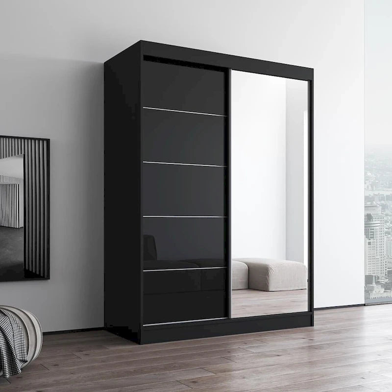 High Gloss 2-door ern Wardrobe with Mirror