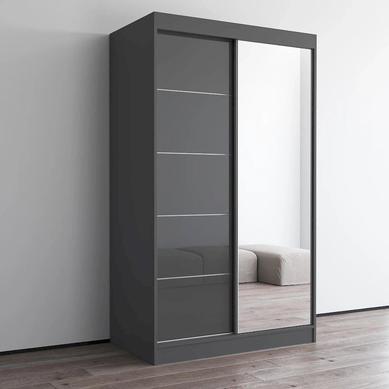 High Gloss 2-door ern Wardrobe with Mirror