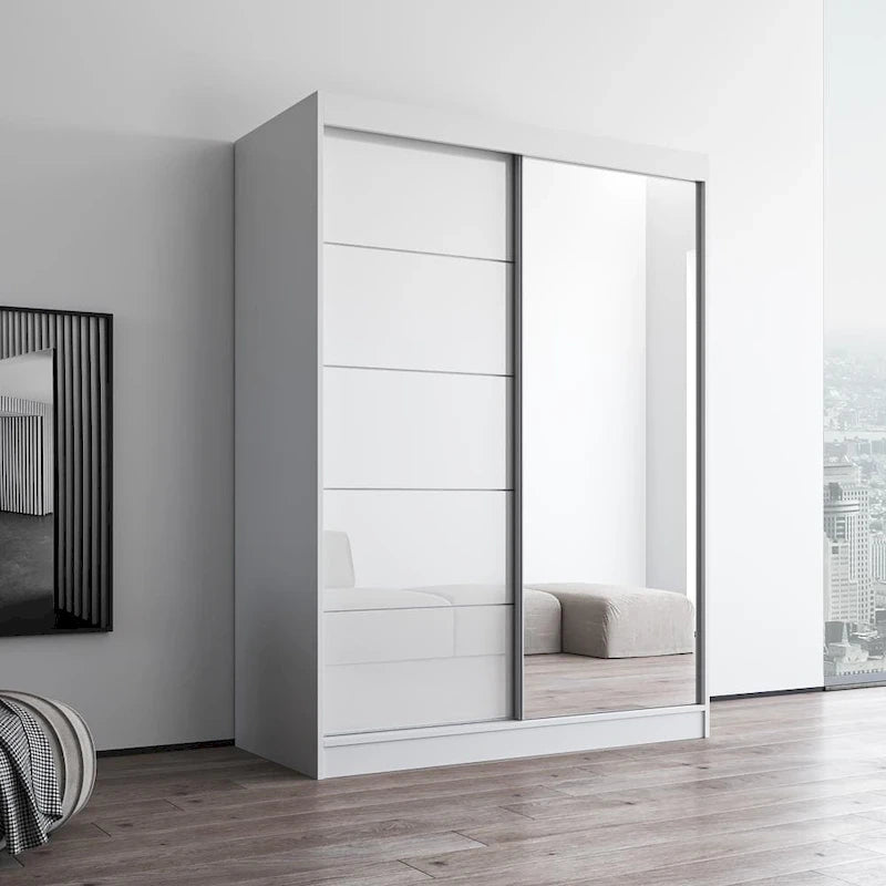High Gloss 2-door ern Wardrobe with Mirror