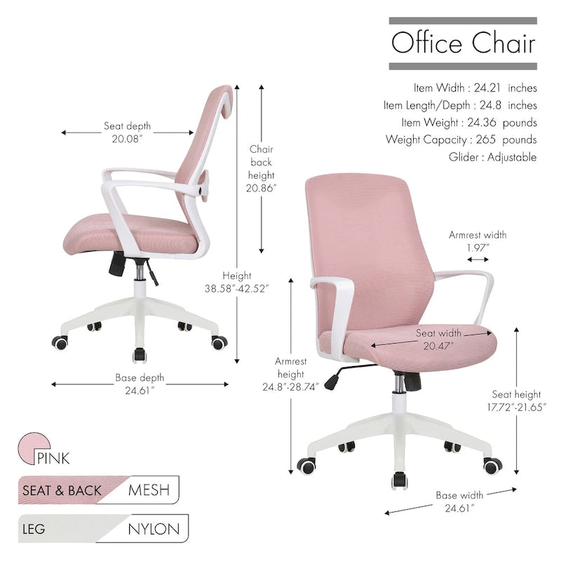Office Chair, Mesh Back, Height Adjustable Seat