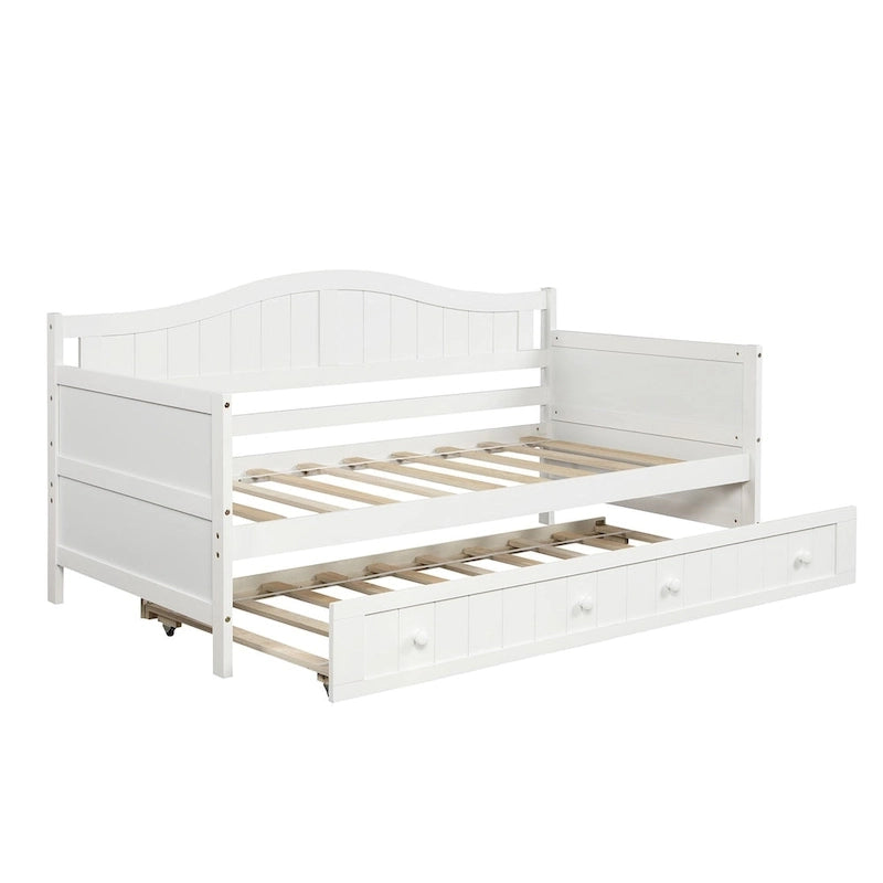Twin Size Wooden Daybed with Trundle Bed