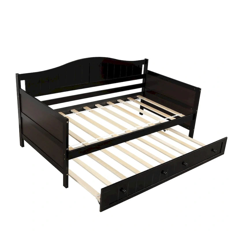 Twin Size Wooden Daybed with Trundle Bed