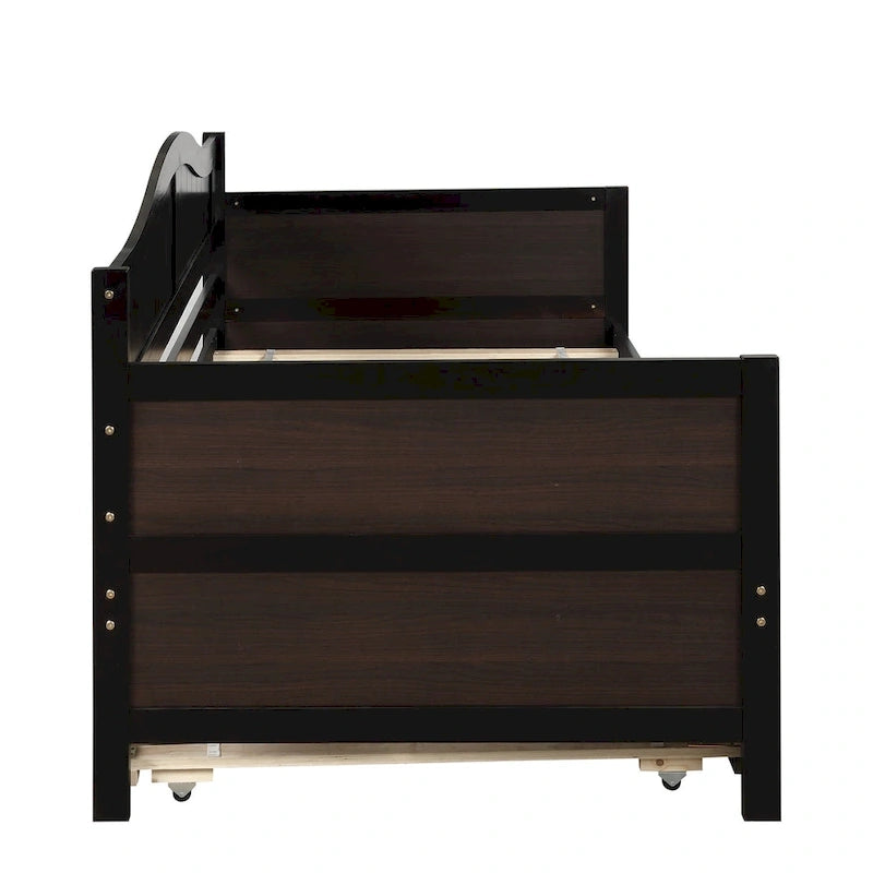 Twin Size Wooden Daybed with Trundle Bed