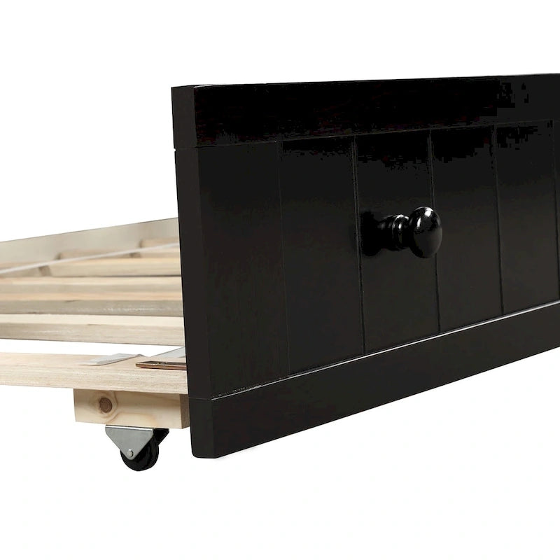 Twin Size Wooden Daybed with Trundle Bed