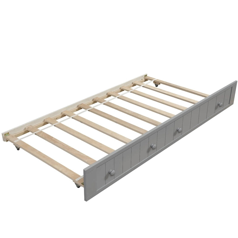 Twin Size Wooden Daybed with Trundle Bed
