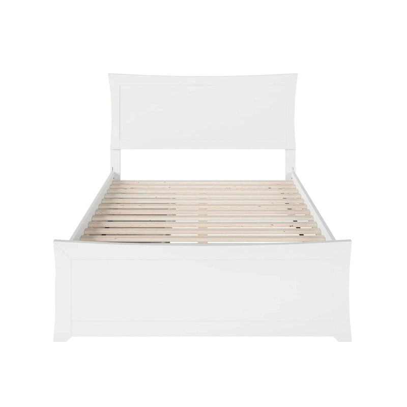 Full Platform Bed and Footboard with 2 Bed Drawers in White