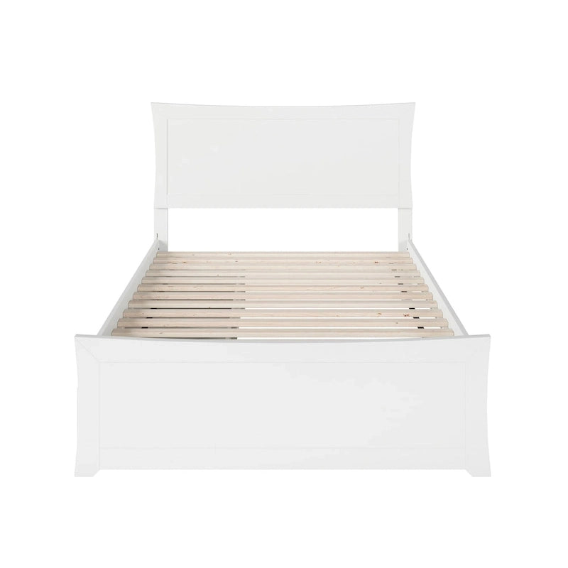 Full Platform Bed and Footboard with 2 Bed Drawers in White