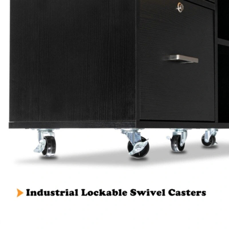 Black Wood Grain 4-drawers Wooden File Cabinet