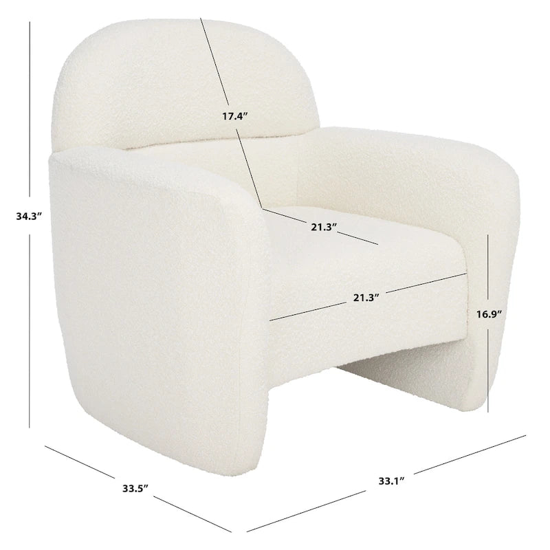 Boucle Accent Chair - 33 In W x 33.5 In D x 34 In H - 33Wx34Dx34H